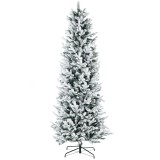 HOMCOM Pom de Craciun Artificial Inalt de 225cm,Decor de Sarbatori cu 988 Ramuri Inzapezite, Deschidere Automata, Baza de Otel, Verde