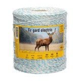 Fir Gard Electric AgroElectro 1000m, 130kg Rupere, Rezistenta 0,11 &Omega;/m, Alb+Turcoaz, Rezistent UV, Inox+Cupru