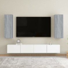 vidaXL Comode TV, 2 buc., gri sonoma, 30,5x30x90 cm, lemn prelucrat 815750