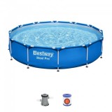 Cumpara ieftin Piscina structura metalica, rotunda, cu filtru, albastru, 366x76 cm, Bestway Steel Pro