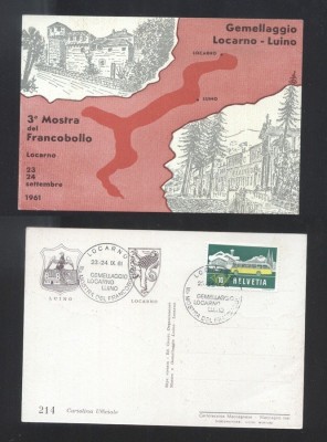 Switzerland 1961 Commemorative card Twinning Locarno Luino UN.037 foto