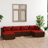 vidaXL Set mobilier de grădină cu perne, 6 piese, maro, poliratan 3101803