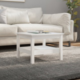 VidaXL Masuta Cafea Living, Lemn Pin Masiv, 55x55x40cm, Alba, Raft Depozitare