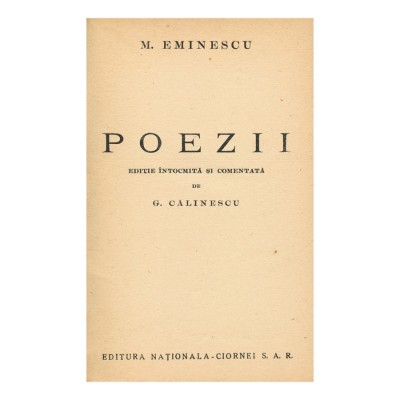 M. Eminescu, Poezii, ed. G. Călinescu foto