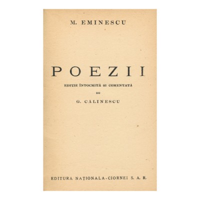 M. Eminescu, Poezii, ed. G. Călinescu foto