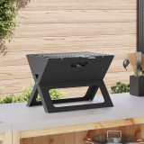 Grătar BBQ Pliabil vidaXL Negru, 46x30x31cm, Oțel, Portabil, pentru 4 Persoane, Camping, Picnic