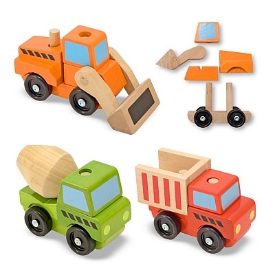 Vehicule utilitare pentru constructii din lemn Melissa and Doug foto