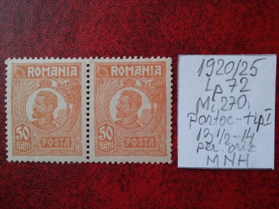 1920- Romania- Ferd. b. mic Mi270-portoc.tip I-per.oriz.-MNH foto