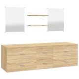 Cumpara ieftin Set de mobilier de baie cu 5 piese, lemn prelucrat din stejar