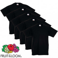 Fruit of the Loom Tricou copii, 5 buc., negru, bumbac 100%, marime 128 foto