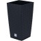 Ghiveci de flori patrat, RATO square, 22.5x22.5x42.1 cm, 8/16.3 L, imitatie ratan, negru, Prosperplast