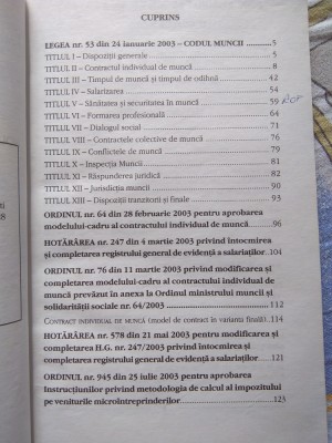 CODUL MUNCII ORDIN 945 DIN 25 IULIE 2003 EDIȚIA A IV-A EDITURA METEOR PRESS foto