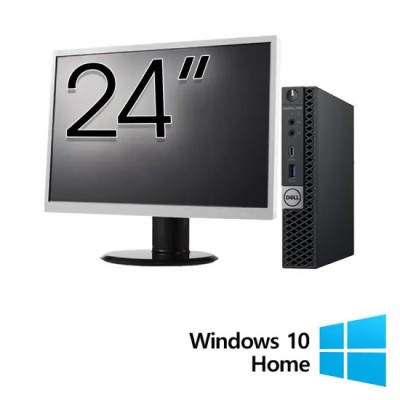 Pachet Calculator Refurbished DELL OptiPlex 7060 Mini PC, Intel Core i5-8500T 2.10 - 3.50GHz, 8GB DDR4, 256GB SSD + Monitor 24 Inch + Windows 10 Home foto