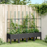 vidaXL Jardinieră de grădină cu spalier, negru, 160x40x142,5 cm, PP