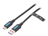 Cablu USB 2.0 A la C 2m Negru 480Mbps PVC