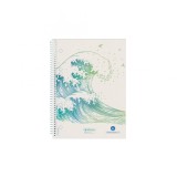 Caiet a5 70f spirala patratele motiv wave greenline, Herlitz