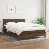 Cumpara ieftin Pat box spring cu saltea, maro &icirc;nchis, 140x200 cm, textil