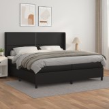 VidaXL Pat box spring cu saltea, negru, 200x200 cm, piele ecologică 3132459