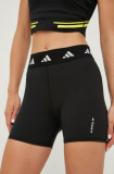 Cumpara ieftin Adidas Performance pantaloni scurți de antrenament Techfit femei, culoarea negru, cu imprimeu, high waist HF6683