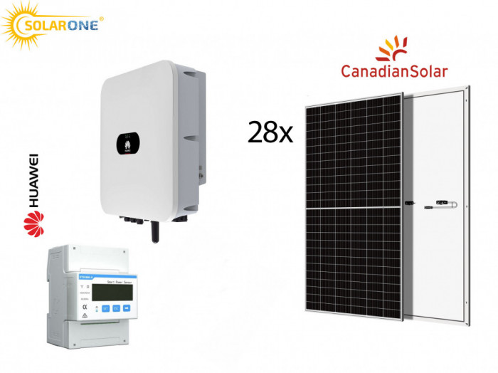 Kit sistem fotovoltaic 15KW, invertor Huawei cu 28 panouri Canadian Solar 550W