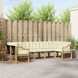 vidaXL Set canapele exterior 7 piese lemn masiv acacia, textilene, perne alb crem