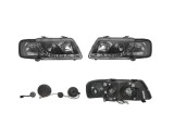 Set faruri tuning AUDI A3 (8L), 01.1996-04.2003, Taiwan, partea stanga+dreapta, pozitie pe LED;tip bec H1+H1; manual/electric; negru, transparent; fa, Rapid