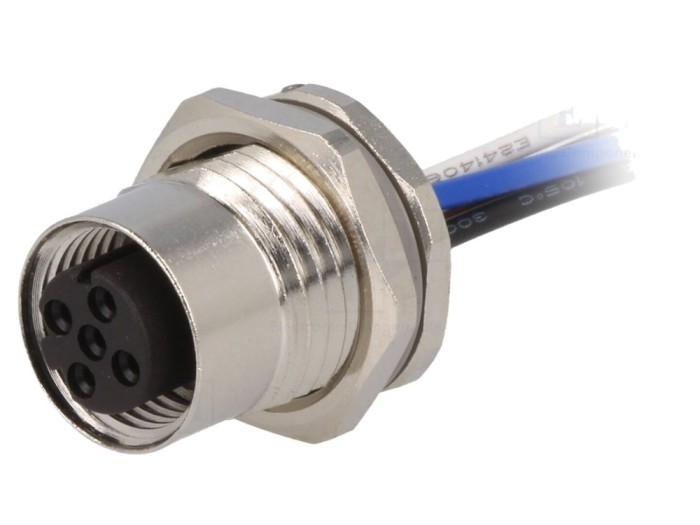 Conector M12 mamă cod D, 4 pini