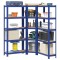 Gossi set de 3 rafturi cu 5 straturi otel albastru si lemn prelucrat