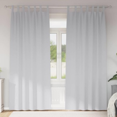 Perdele cu perdele 2 pcs Gri deschis 260 x 140 cm Poliester foto