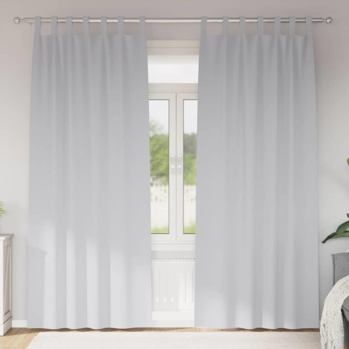 Perdele cu perdele 2 pcs Gri deschis 260 x 140 cm Poliester