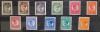 RO-004-ROMANIA 1930-Lp 86-CAROL II-serie de 11 timbre nestamilate cu SARNIERA, Nestampilat