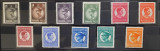RO-004-ROMANIA 1930-Lp 86-CAROL II-serie de 11 timbre nestamilate cu SARNIERA