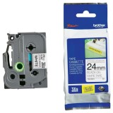 Banda Laminata WB Black on White TZS251-WB 24mm compatibil cu Brother P-Touch D400|D450|D600VP|E300VP|E550WVP|H500|P700|P750W 8m