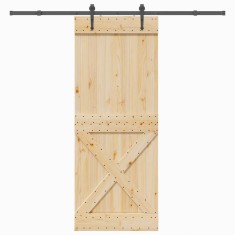 vidaXL Ușă glisantă cu set feronerie, 90x210 cm, lemn masiv de pin 3332793