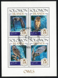 INSULELE SOLOMON 2013 - Fauna, Bufnite/ set complet - colita + bloc, Stampilat