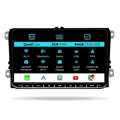 Navigatie Dedicata Skoda, Android, 9Inch, 2Gb Ram, 64Gb stocare, Bluetooth, WiFi, Apple Carplay Android Auto foto