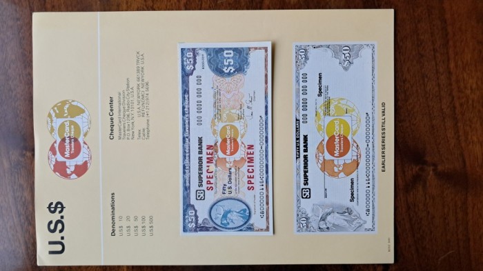 Thomas Cook cec SPECIMEN US $ 50 Stare perfecta