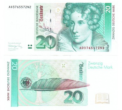 Germania West Germany 20 Mark 1991 P-39 UNC foto