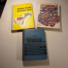 LOT 3 carti: Manual pt. mecanici auto, Automobile, Descrierea si intr. automobil