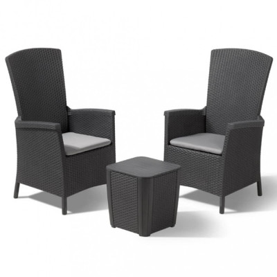 Keter Set mobilier de exterior Vermont, 3 piese, grafit 231692 foto