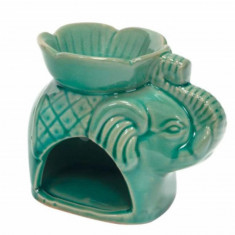 Vas din ceramica pentru aromaterapie Pufo, model elefant, verde foto