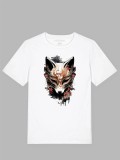 Tricou alb, Fox, bumbac 100%, Imprimeu grafic, Oem