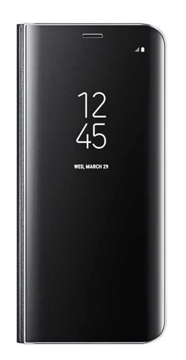 Husa compatibila cu Samsung Galaxy S8 Plus, Protectie Flip Cover, Clear View, Mirror, Stand, Negru