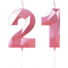 Lumanari aniversare , numarul 21 , culoare rosa