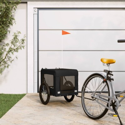 vidaXL Remorcă bicicletă animale companie, negru, textil oxford/fier foto