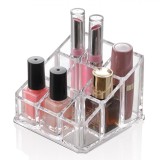 Suport Cosmetice, Acrilic, 9 Compartimente, Transparent, 11x11cm, Oem