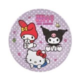 Farfurii de Petrecere din Carton Lila cu Model Buline Hello Kitty &amp; Friends &Oslash;18cm - 6buc, CMCLASS