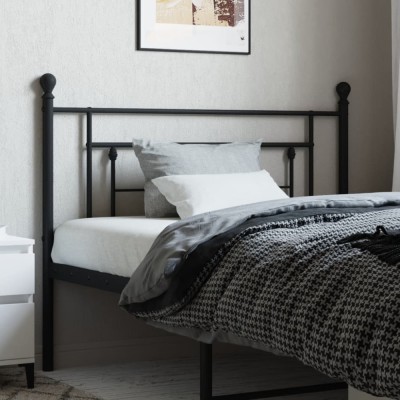 vidaXL Tăblie de pat metalică, negru, 107 cm 374369 foto