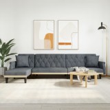 Canapea Extensibila in L vidaXL Gri Catifea, 271x140x70 cm, Multifunctionala cu Sezlong