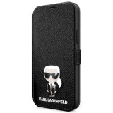 Husa Plastic - TPU Karl Lagerfeld Saffiano Iconic Book pentru Apple iPhone 12 / Apple iPhone 12 Pro, Neagra KLFLBKP12MIKMSBK